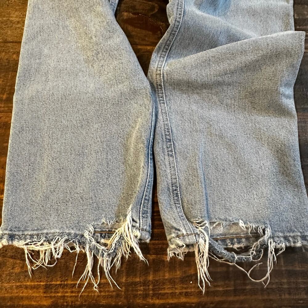 Agolde Distressed Jeans sz 25 Light Wash Jeans Button Fly Straight Leg - Picture 6 of 9